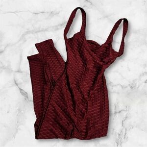 Burgundy Buttlift Bodysuit